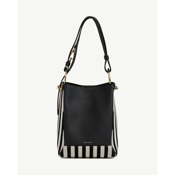 Strathberry Lana Midi Bucket Bag in Striped Canvas, view 2