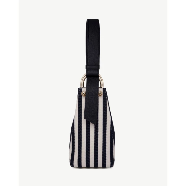 Strathberry Lana Midi Bucket Bag in Striped Canvas, view 4