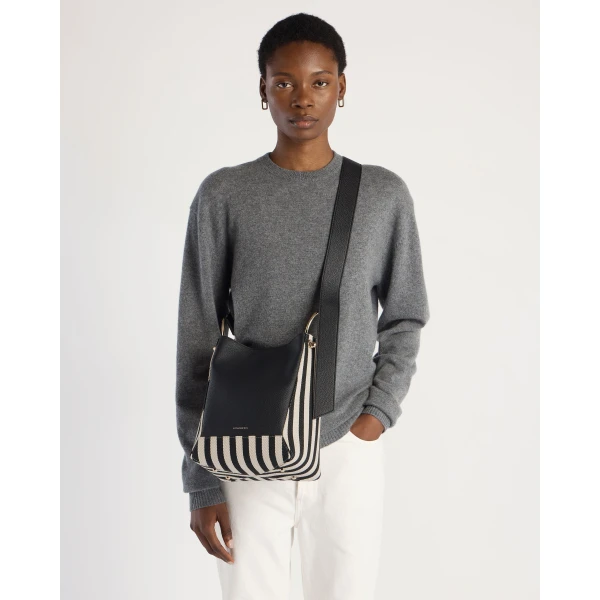 Strathberry Lana Midi Bucket Bag in Striped Canvas, view 9