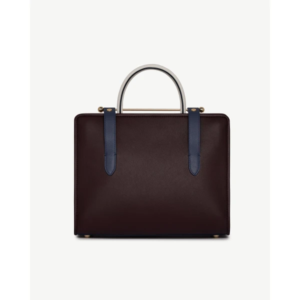 Strathberry Midi Tote in Burgundy, Navy and Vanilla, view 4