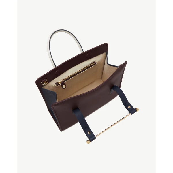 Strathberry Midi Tote in Burgundy, Navy and Vanilla, view 5