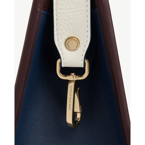 Strathberry Midi Tote in Burgundy, Navy and Vanilla, view 7