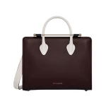 Strathberry Midi Tote in Burgundy, Navy and Vanilla