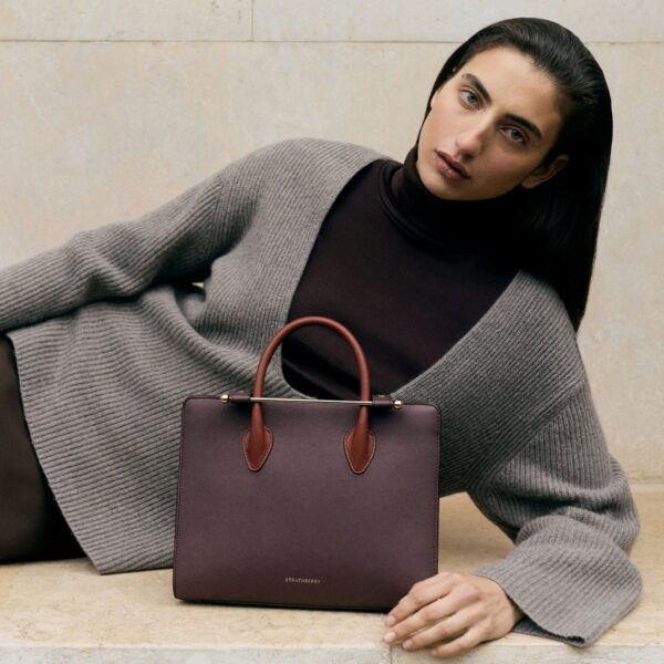 Strathberry Midi Tote in Burgundy, Walnut and Chestnut, view 11