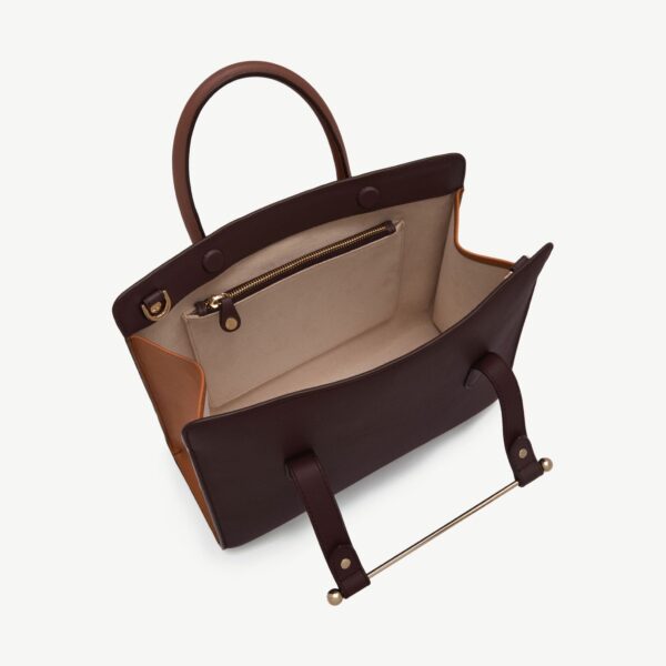 Strathberry Midi Tote in Burgundy, Walnut and Chestnut, view 5