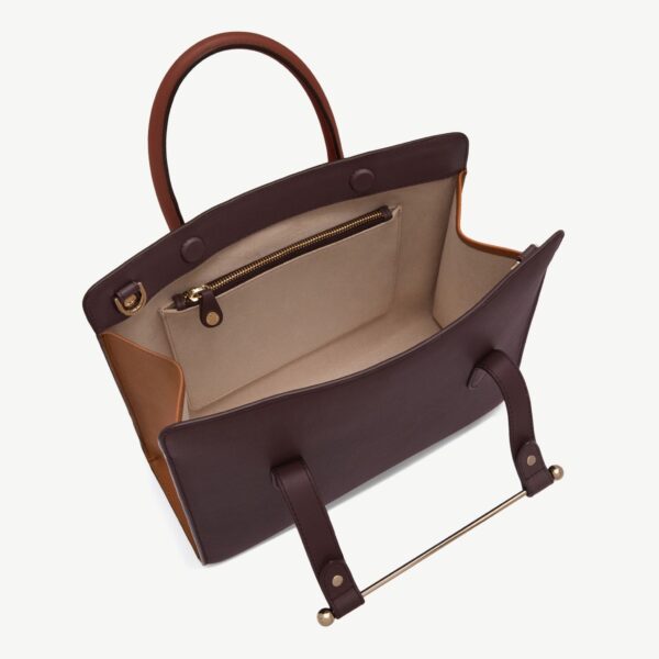 Strathberry Midi Tote in Burgundy, Walnut and Chestnut, view 6