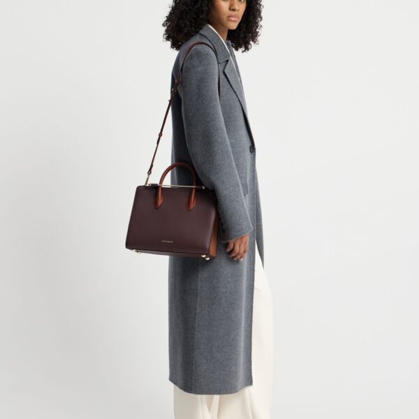 Strathberry Midi Tote in Burgundy, Walnut and Chestnut, view 9
