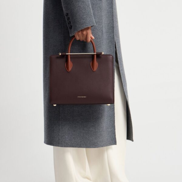 Strathberry Midi Tote in Burgundy, Walnut and Chestnut, view 10