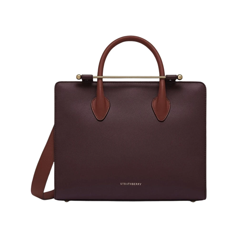 Multicolour-Midi-Tote-in-Burgundy-Walnut-and-Chestnut14421_nobg Strathberry Midi Tote in Burgundy, Walnut and Chestnut