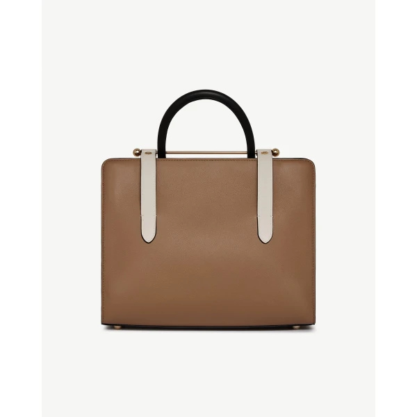 Strathberry Midi Tote in Clay, White and Black, view 4