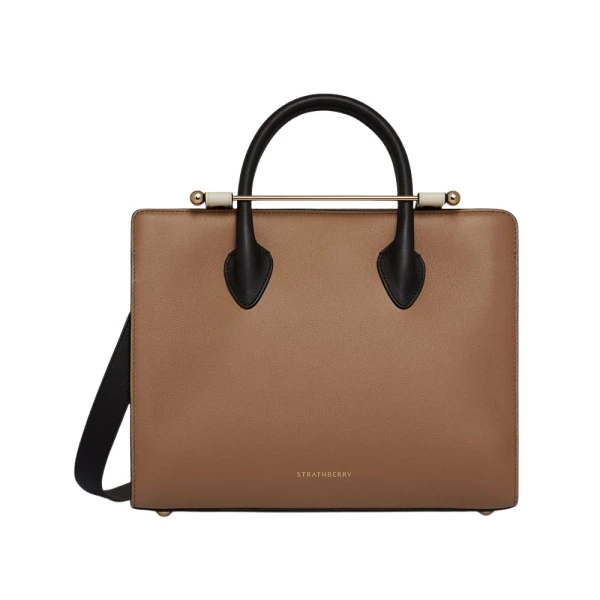 Midi Tote in Clay, White and Black