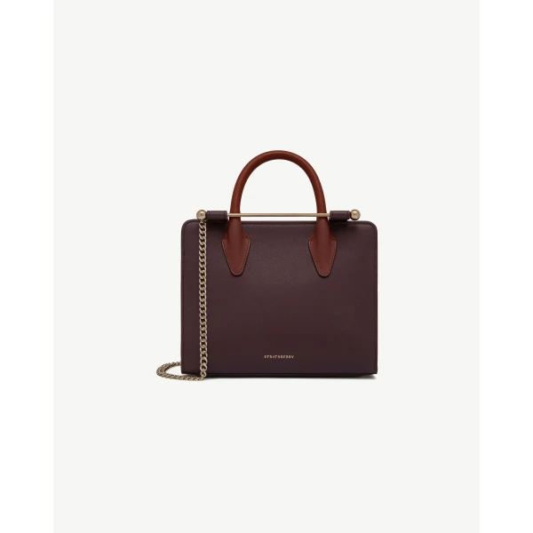 Strathberry Mini Tote in Burgundy, Chestnut and Walnut, view 2