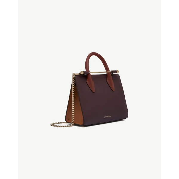 Strathberry Mini Tote in Burgundy, Chestnut and Walnut, view 3