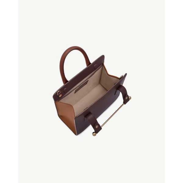 Strathberry Mini Tote in Burgundy, Chestnut and Walnut, view 5