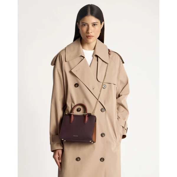 Strathberry Mini Tote in Burgundy, Chestnut and Walnut, view 8