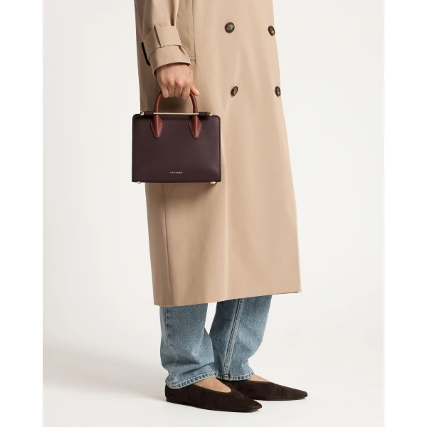 Strathberry Mini Tote in Burgundy, Chestnut and Walnut, view 9