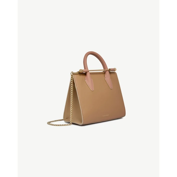 Strathberry Mini Tote in Caramel, Sand and Rose, view 3