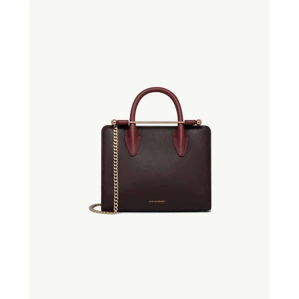 Strathberry Mini Tote in Espresso, Oxblood and Black, view 2