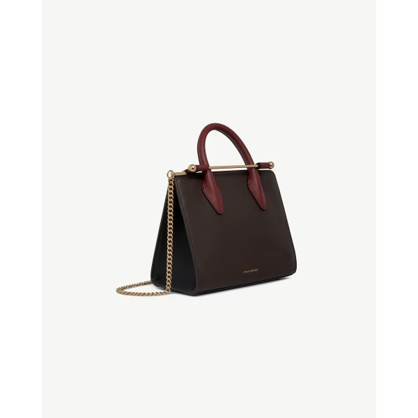 Strathberry Mini Tote in Espresso, Oxblood and Black, view 3