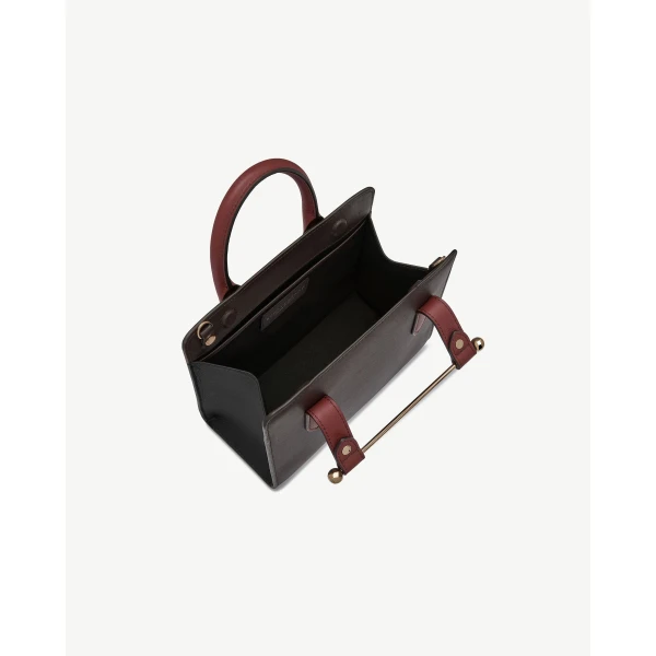 Strathberry Mini Tote in Espresso, Oxblood and Black, view 5
