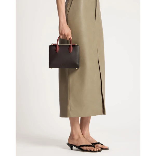 Strathberry Mini Tote in Espresso, Oxblood and Black, view 8