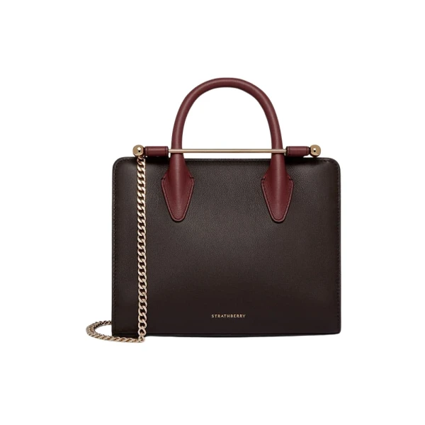 Strathberry Mini Tote in Espresso, Oxblood and Black