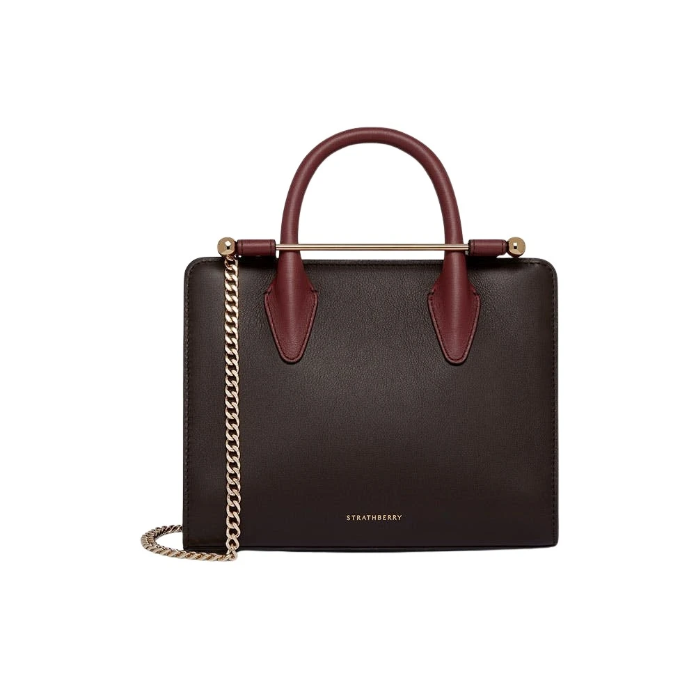 Multicolour-Mini-Tote-in-Espresso-Oxblood-and-Black12323_nobg Strathberry Mini Tote in Espresso, Oxblood and Black