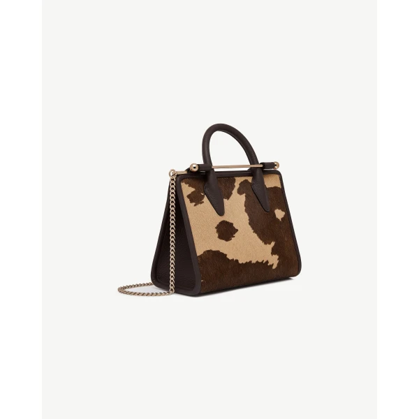 Strathberry Mini Tote in Sand and Espresso Spot Print, view 3
