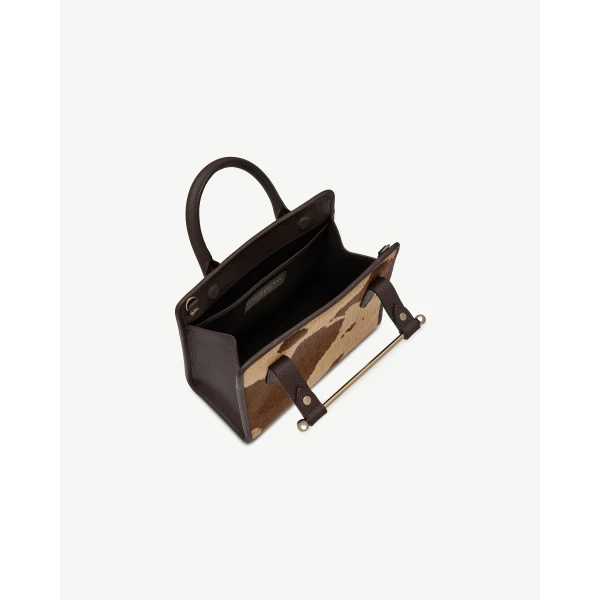 Strathberry Mini Tote in Sand and Espresso Spot Print, view 5