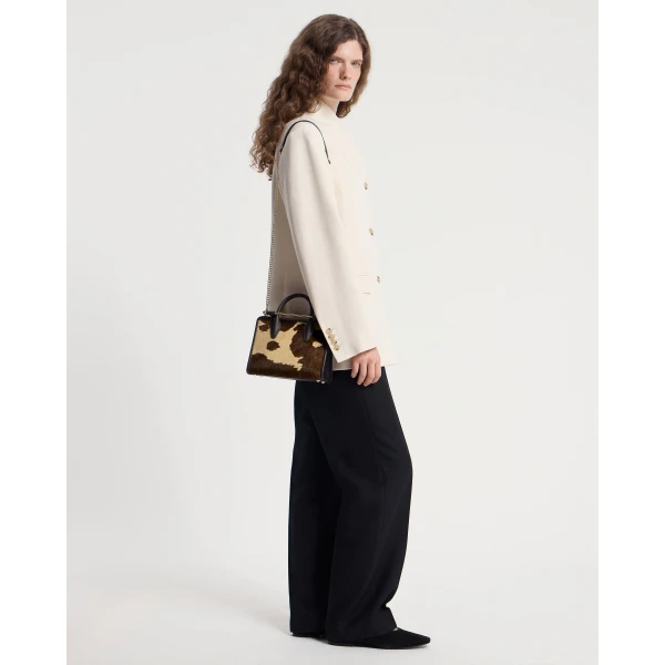 Strathberry Mini Tote in Sand and Espresso Spot Print, view 7