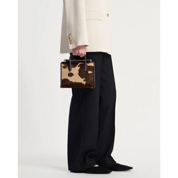 Strathberry Mini Tote in Sand and Espresso Spot Print, view 9