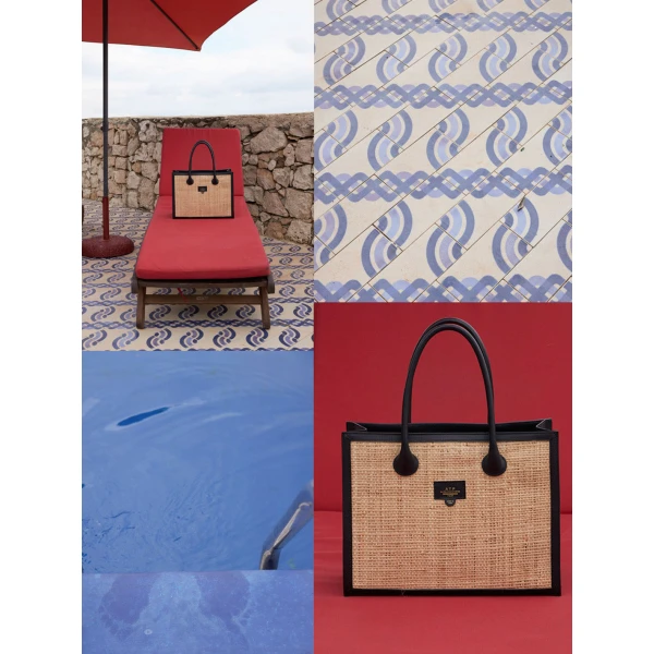 ATP Atelier Montefalcione in Natural and Black Tote Bag, view 3