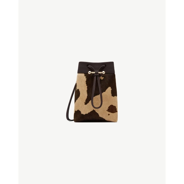Strathberry Osette Midi Pouch in Sand and Espresso Spot Print, view 2