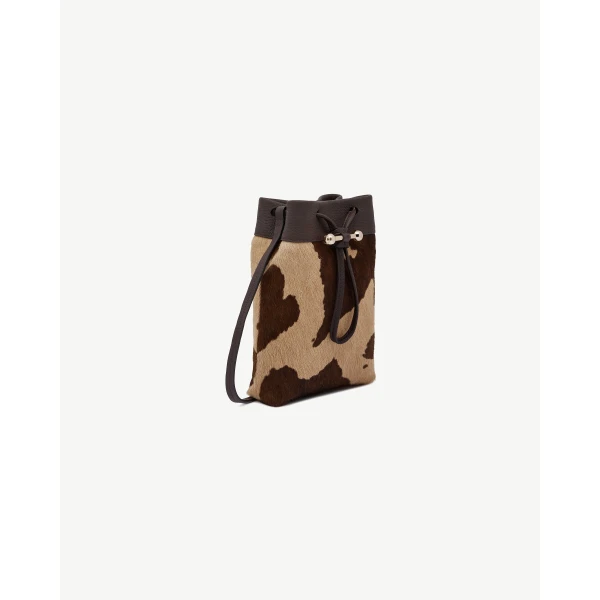 Strathberry Osette Midi Pouch in Sand and Espresso Spot Print, view 3