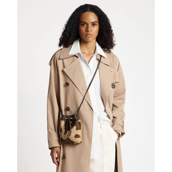 Strathberry Osette Midi Pouch in Sand and Espresso Spot Print, view 7