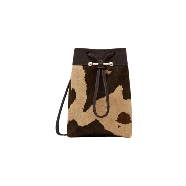 Strathberry Osette Midi Pouch in Sand and Espresso Spot Print