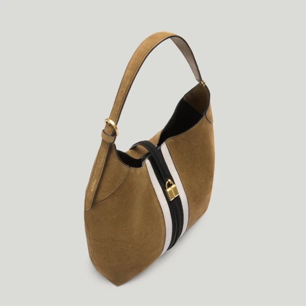 Demellier The Large Siena Bucket in Tobacco & Black Bucket Bag, view 5