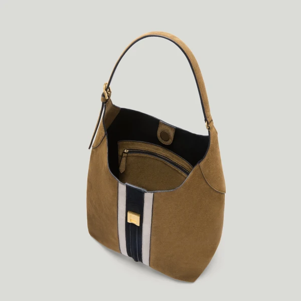 Demellier The Large Siena Bucket in Tobacco & Black Bucket Bag, view 6
