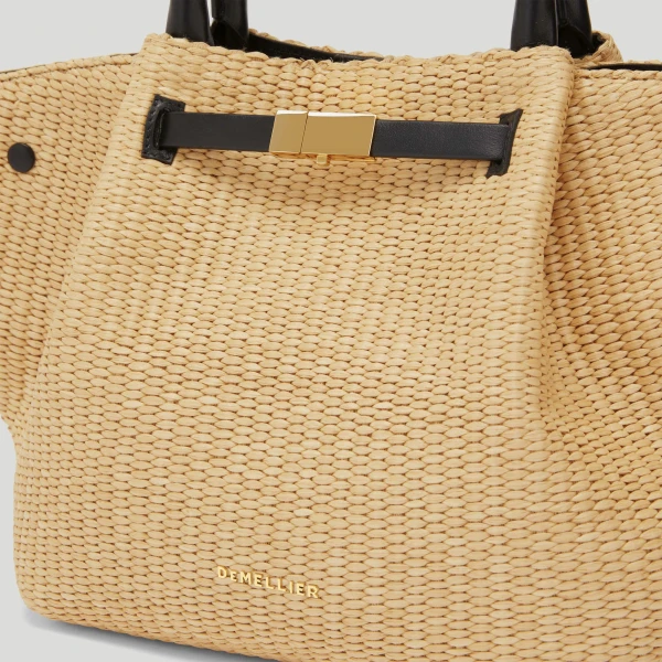 Demellier The Midi New York in Warm Raffia & Black Crossbody Bag, view 2