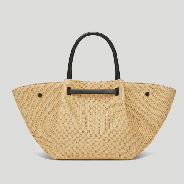 Demellier The Midi New York in Warm Raffia & Black Crossbody Bag, view 5