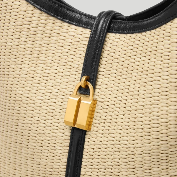 Demellier The Siena Bucket in Natural & Black Bucket Bag, view 2