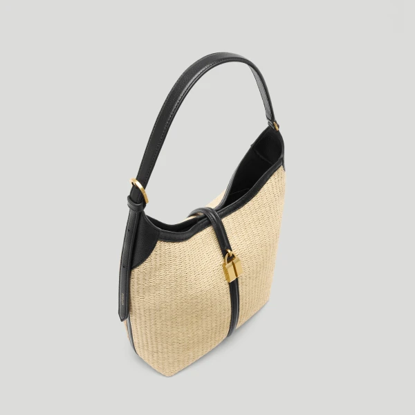 Demellier The Siena Bucket in Natural & Black Bucket Bag, view 3