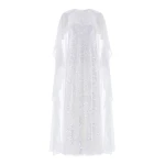 Needle & Thread Anais Sequin Cape Gown in Swan White - Dresses - British Luxury Evening Wear at Luxury Shoes Needle and Thread Anais Sequin Cape Gown in Swan White