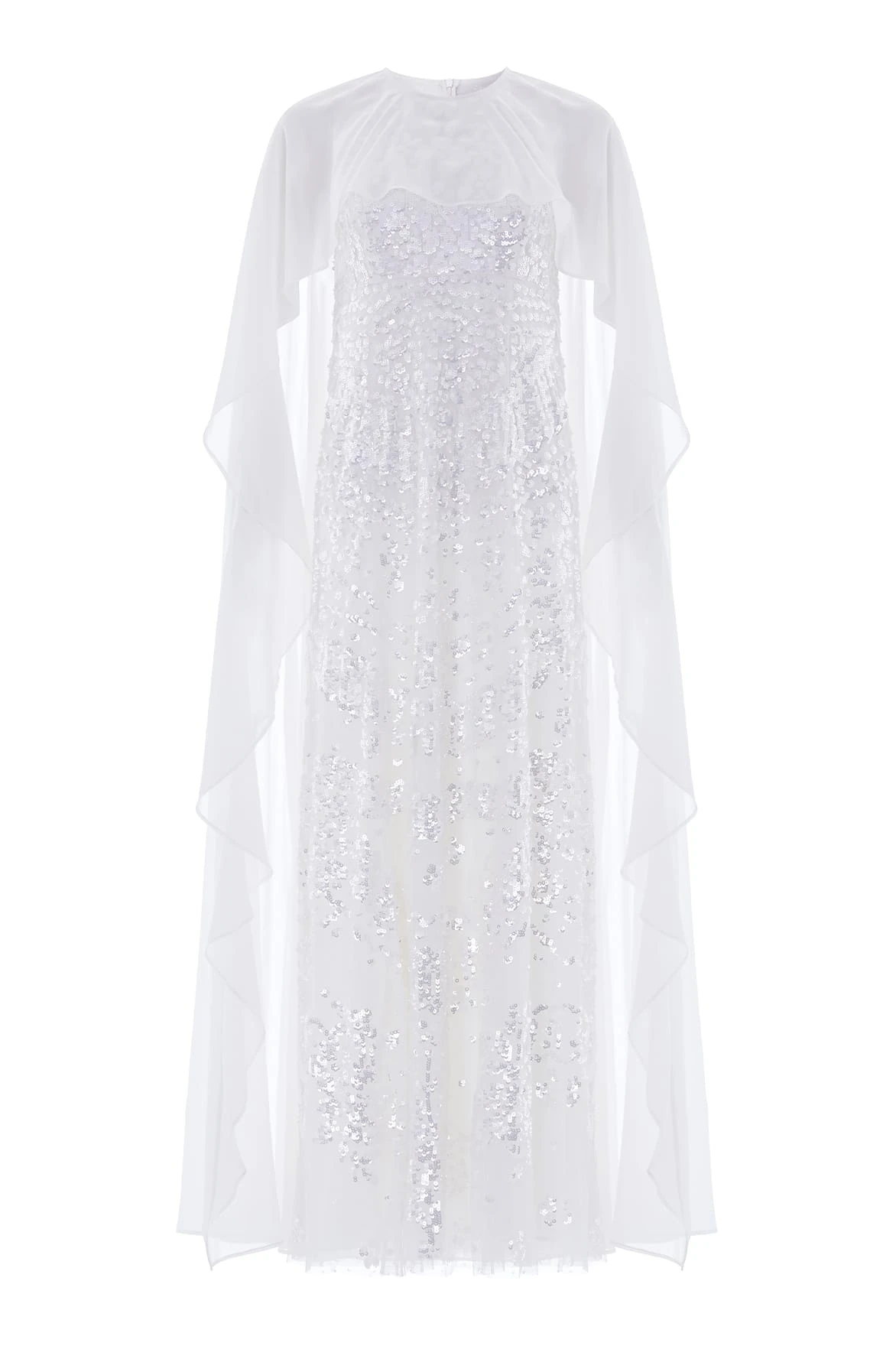 Needle and Thread Anais Sequin Cape Gown in Swan White