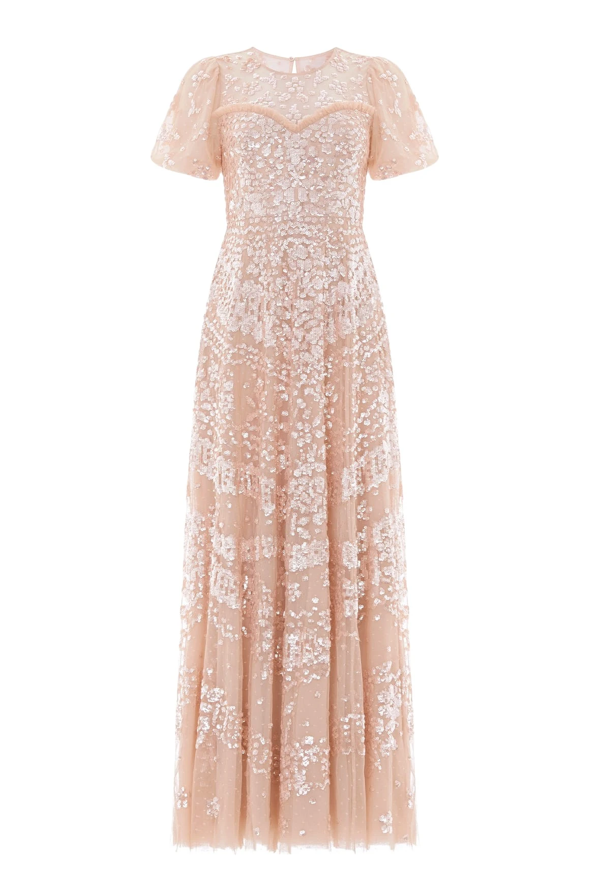 Needle and Thread Anais Sequin Short Sleeve Gown in Biscuit