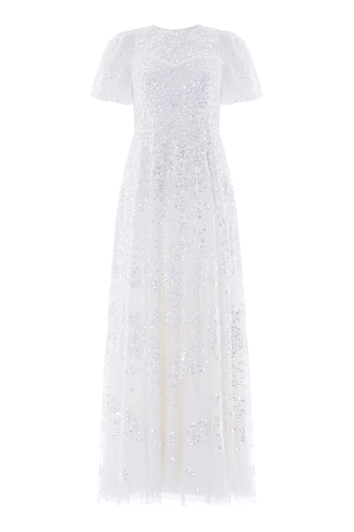 Needle and Thread Anais Sequin Short Sleeve Gown in Swan White