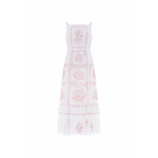 Needle & Thread Blossom Bib Ballerina Dress in Swan White/Multi - Dresses - British Luxury Evening Wear at Luxury Shoes 