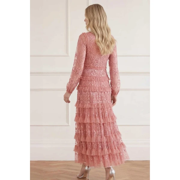 Needle and Thread Blossom Lace Ankle Gown in Misty Rose, view 4