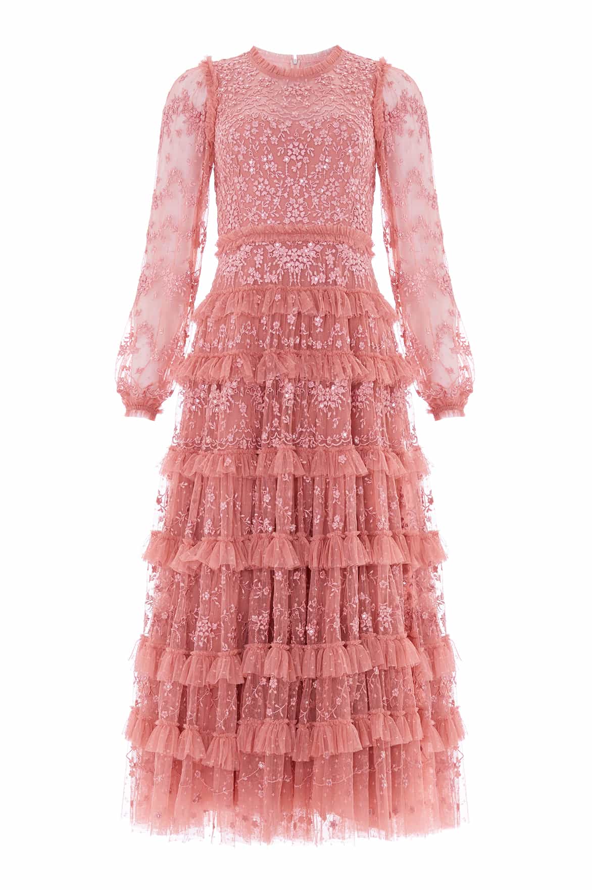 Needle & Thread Blossom Lace Ankle Gown in Misty Rose - Dresses - British Luxury Evening Wear at Luxury Shoes 