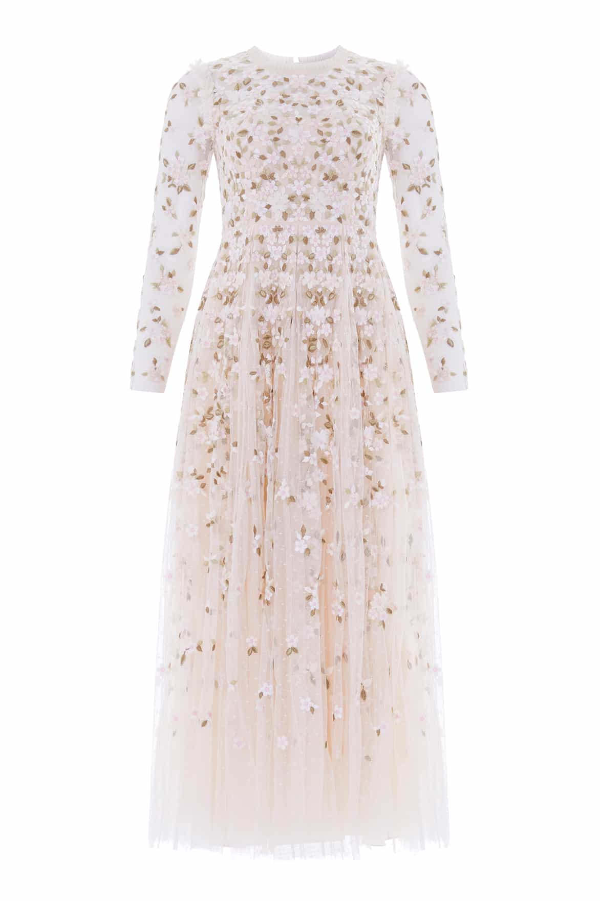 Needle & Thread Camellia Ditsy Ankle Gown in Cream/Multi - Dresses - British Luxury Evening Wear at Luxury Shoes 